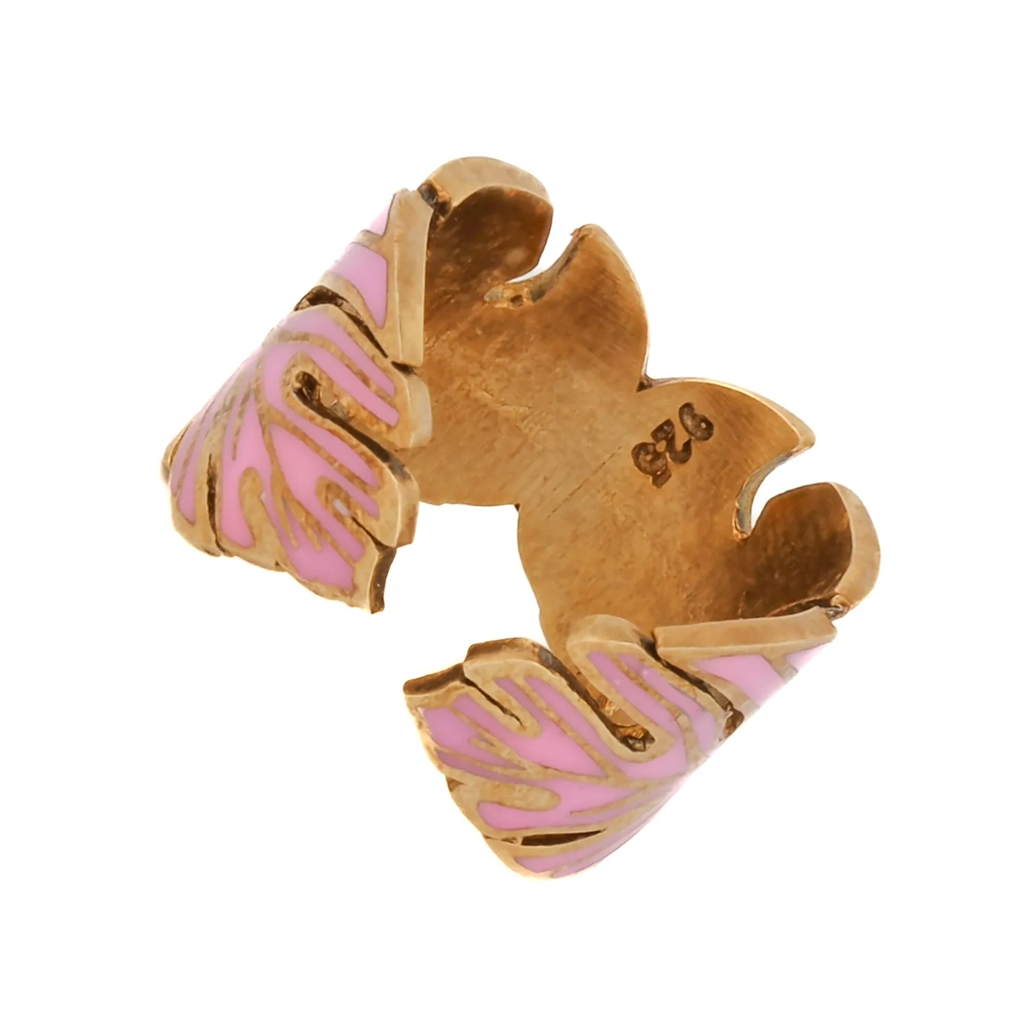 Summer Pink Enamel Gold Adjustable Ring