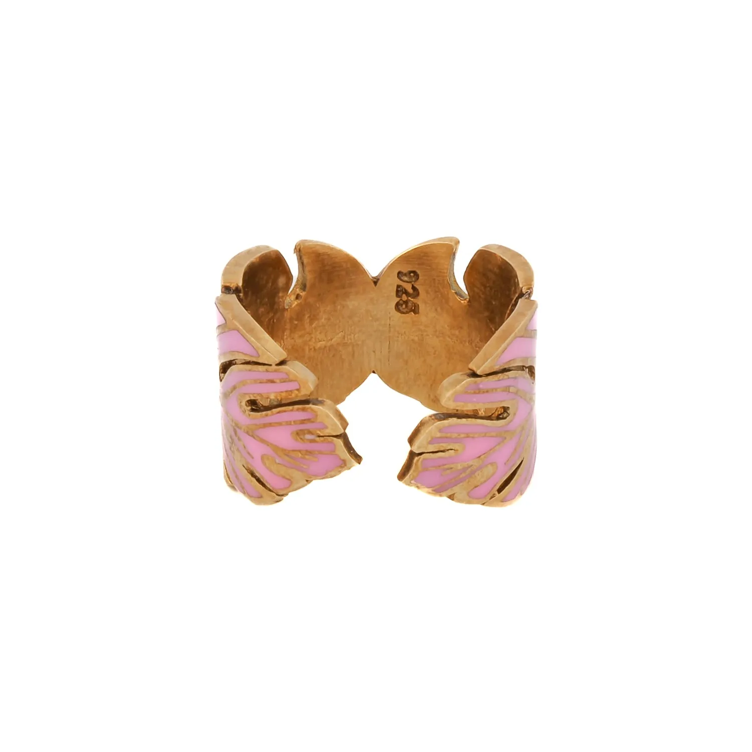 Summer Pink Enamel Gold Adjustable Ring