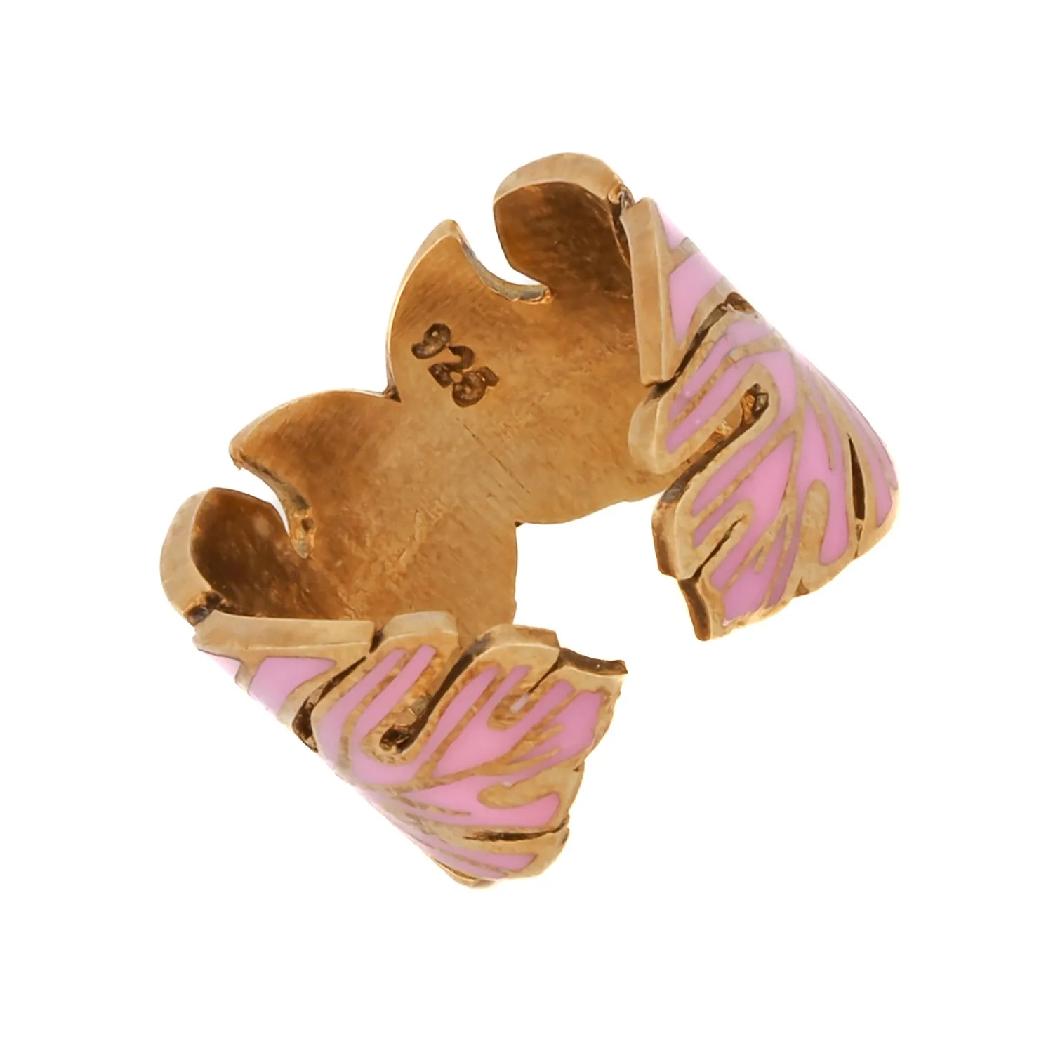 Summer Pink Enamel Gold Adjustable Ring