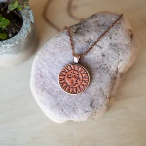 Sun and Moon Leather Pendant Necklace