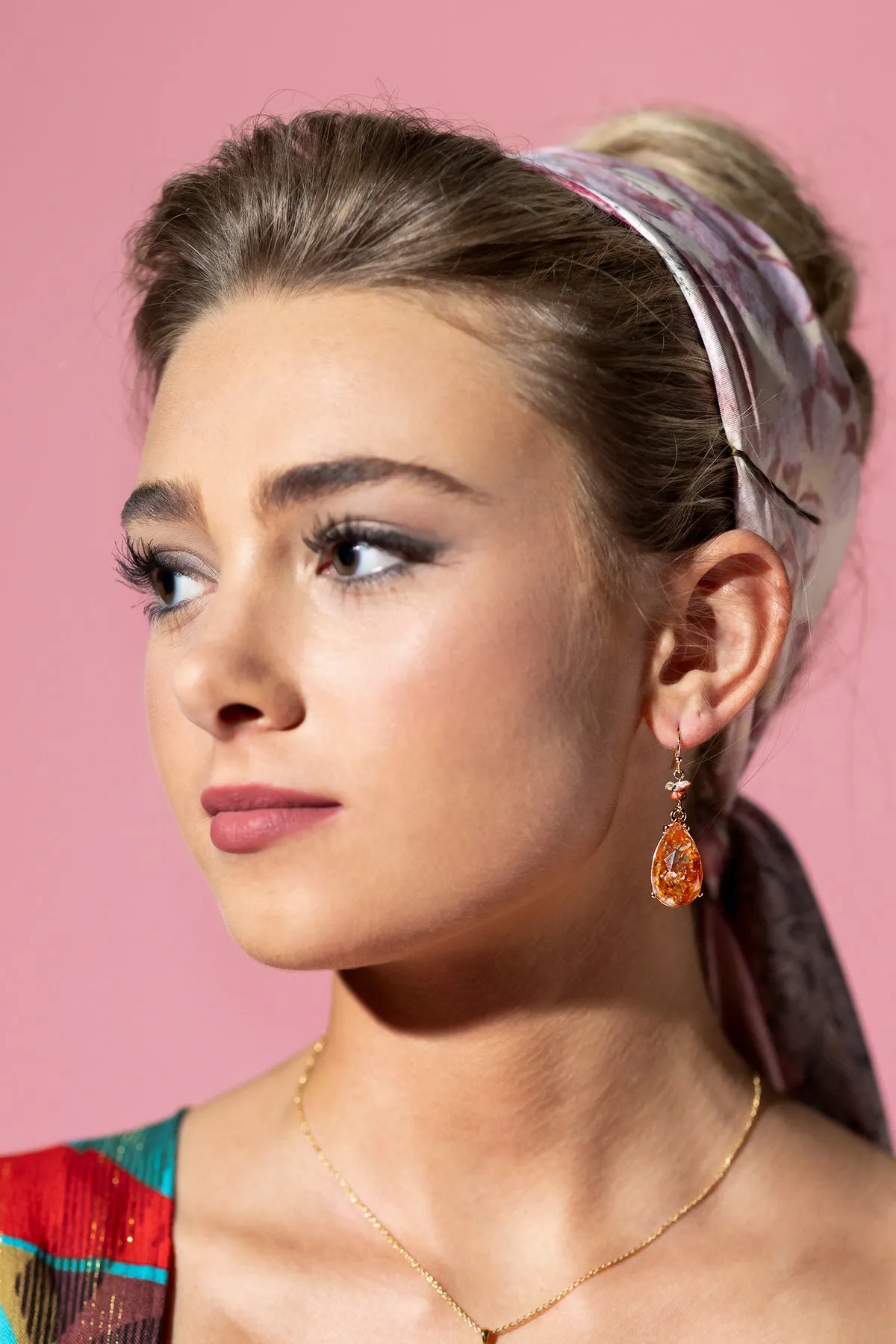 Sunset Blossom Teardrop Earrings