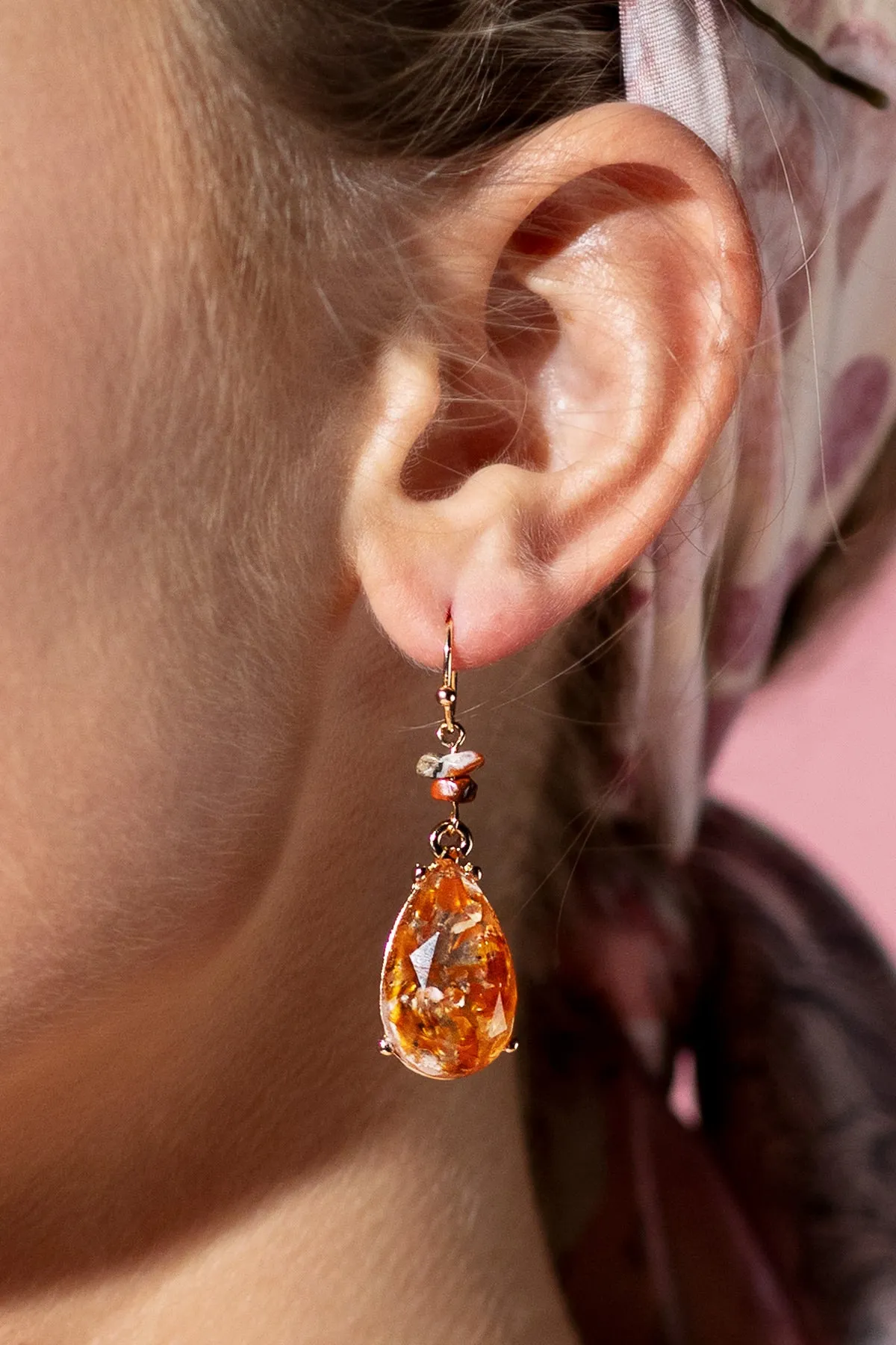 Sunset Blossom Teardrop Earrings