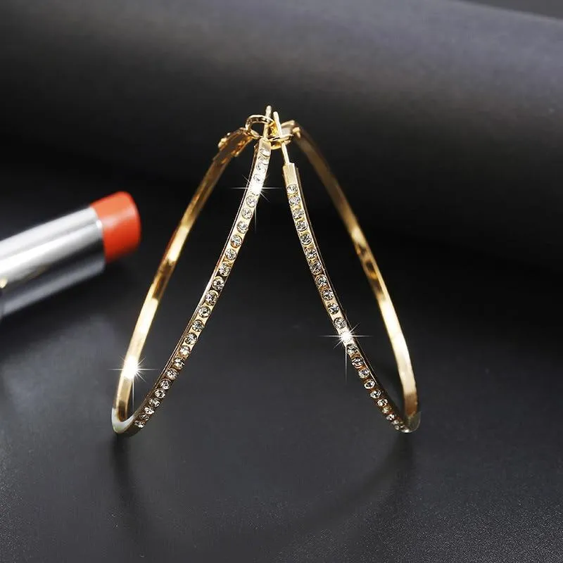 Super Modern NEW 2020 Trend Crystal Style Big Circles Hoop Earrings For Women