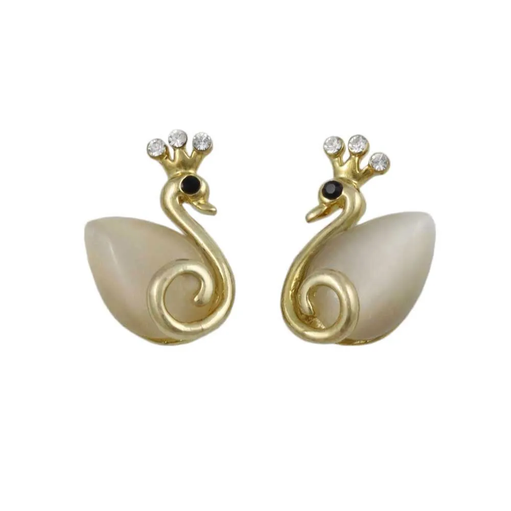 Swan Princess Pierced Earring in Cream Cats Eye - REC258