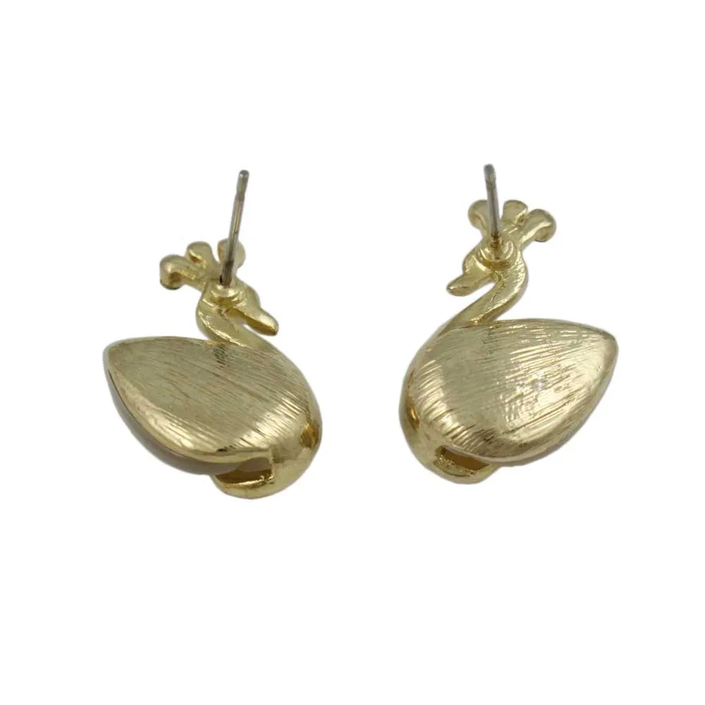 Swan Princess Pierced Earring in Cream Cats Eye - REC258