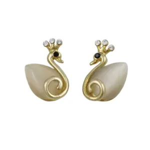 Swan Princess Pierced Earring in Cream Cats Eye - REC258