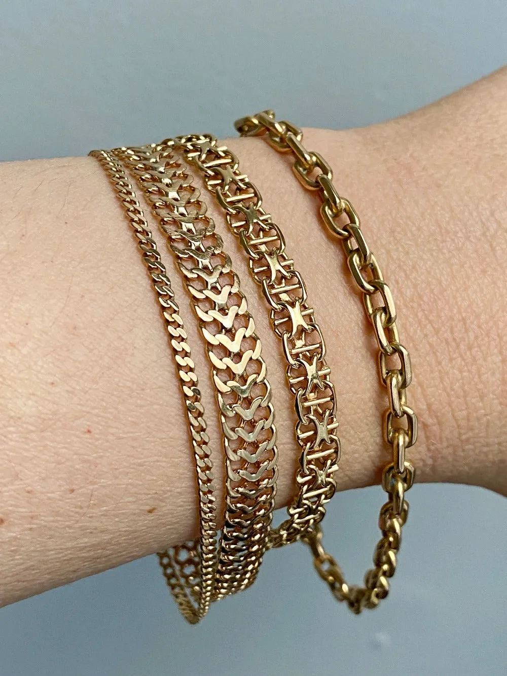 Swedish vintage 18k gold biker link bracelet 4.4mm width - 8.5 inch length