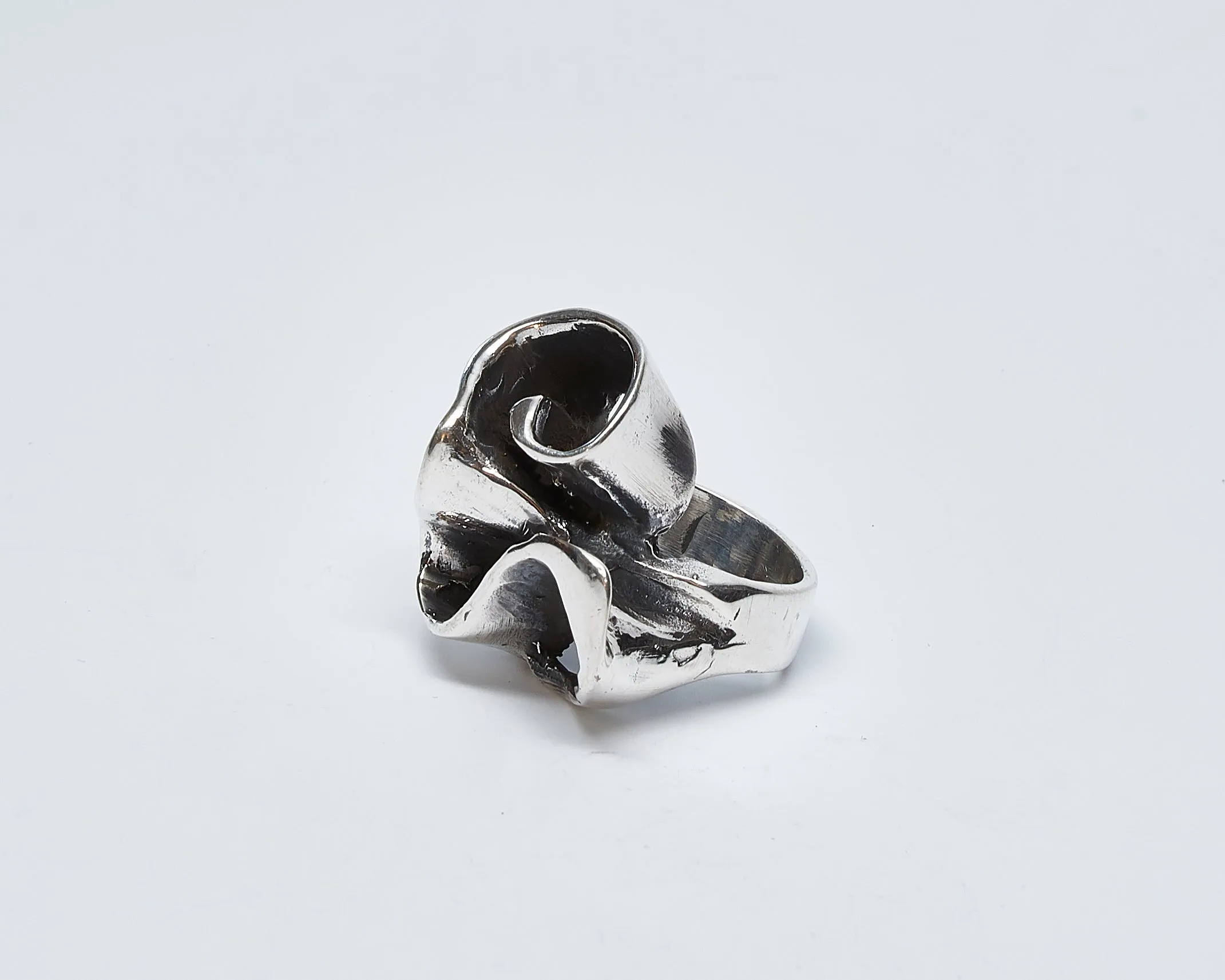 Swirl Oxidized Sterling Silver Ring