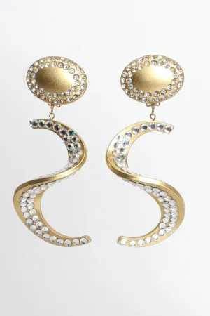Swirl Rhinestone Drop Earrings