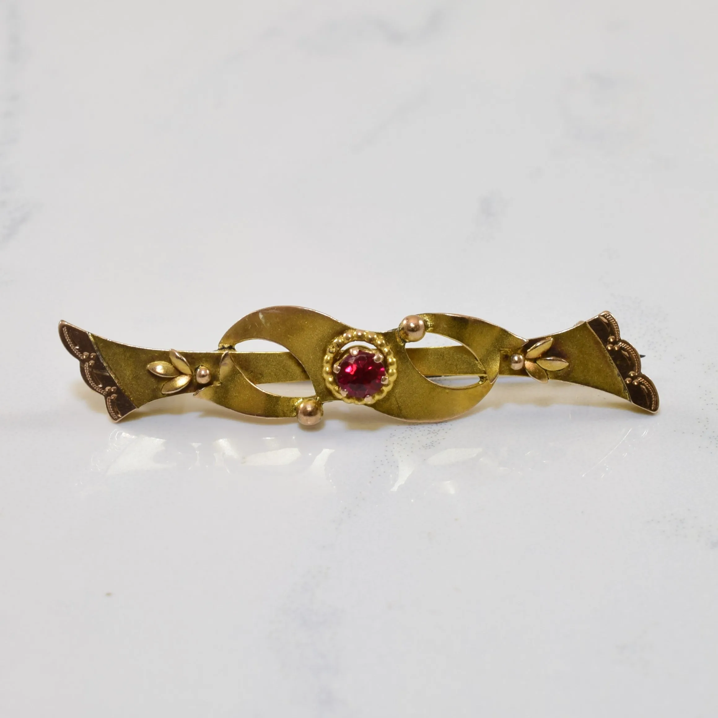Synthetic Ruby Vintage Gold Pin | 0.17ct |