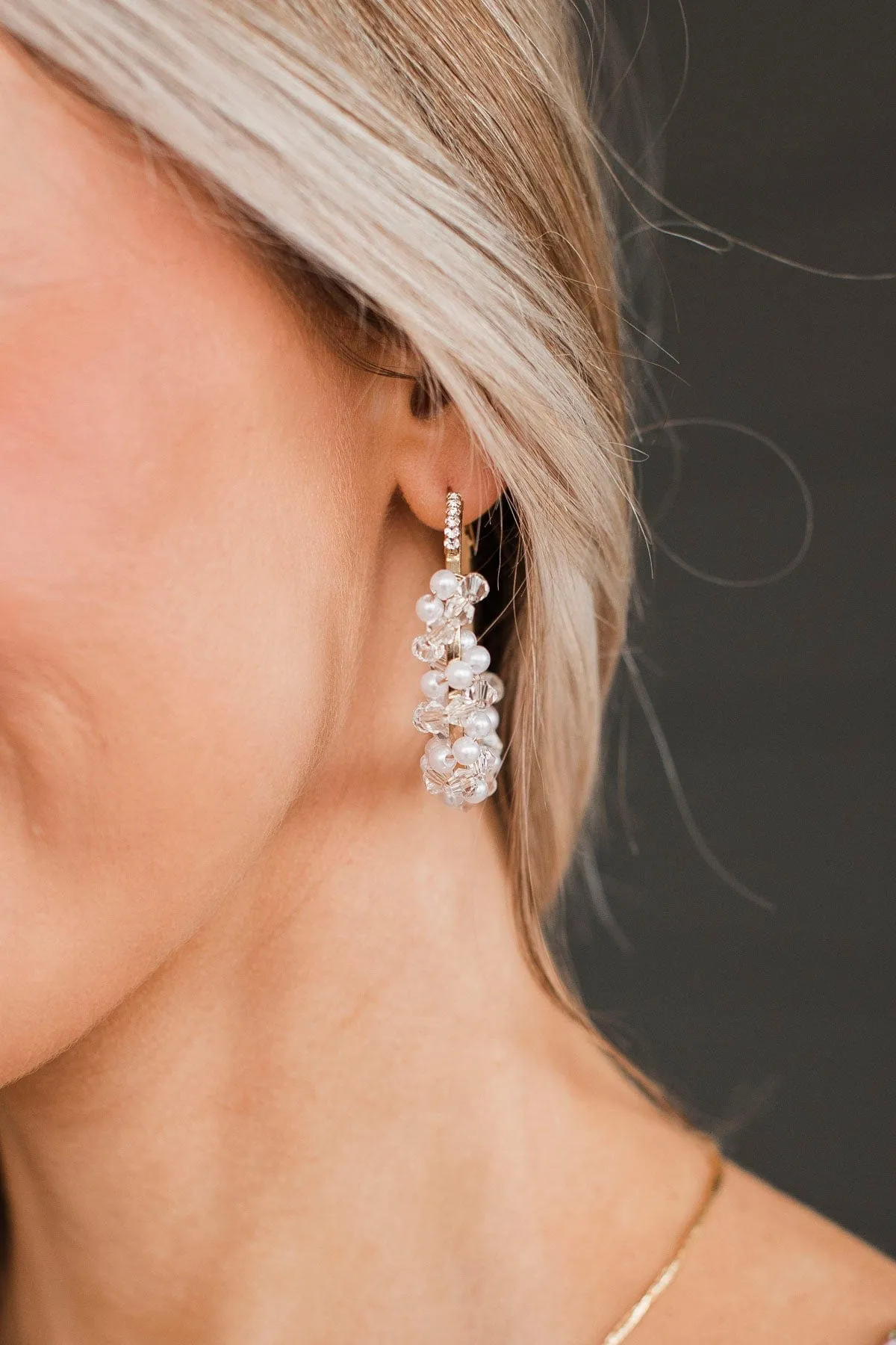 Talk Of The Party Beaded Hoop Earrings- Gold