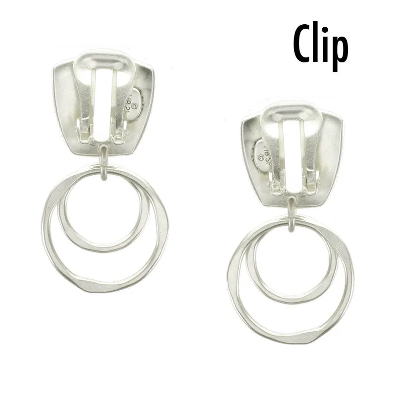Tapered Square with Two Tiered Rings Earring