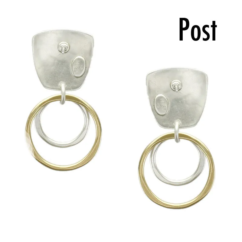 Tapered Square with Two Tiered Rings Earring
