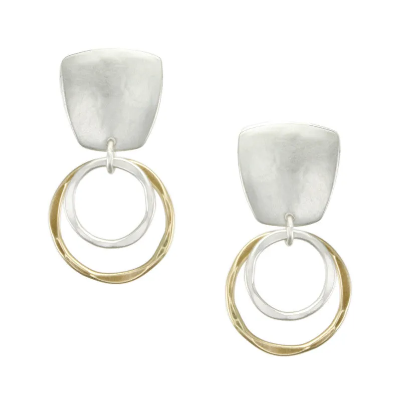 Tapered Square with Two Tiered Rings Earring