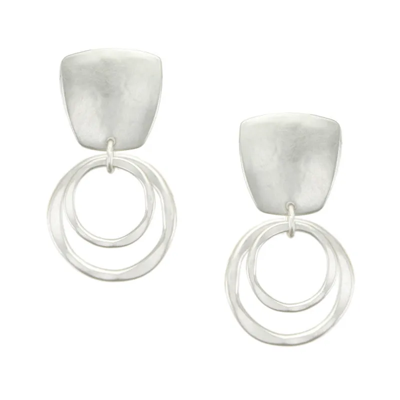Tapered Square with Two Tiered Rings Earring