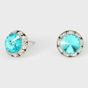 Teal Blue Stud Earrings 0.5" | 202669