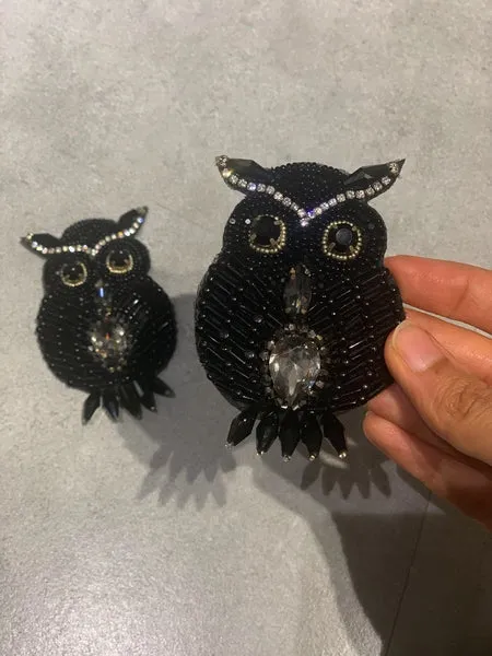 the owl black brooch