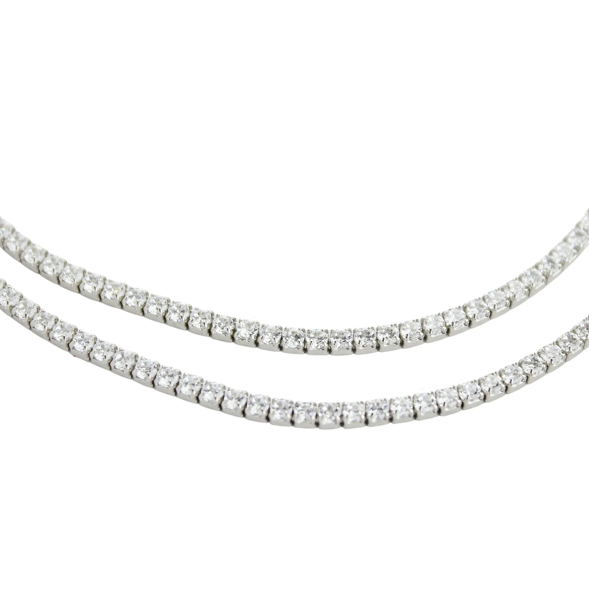 THIN TENNIS LAYERED NECKLACE SET