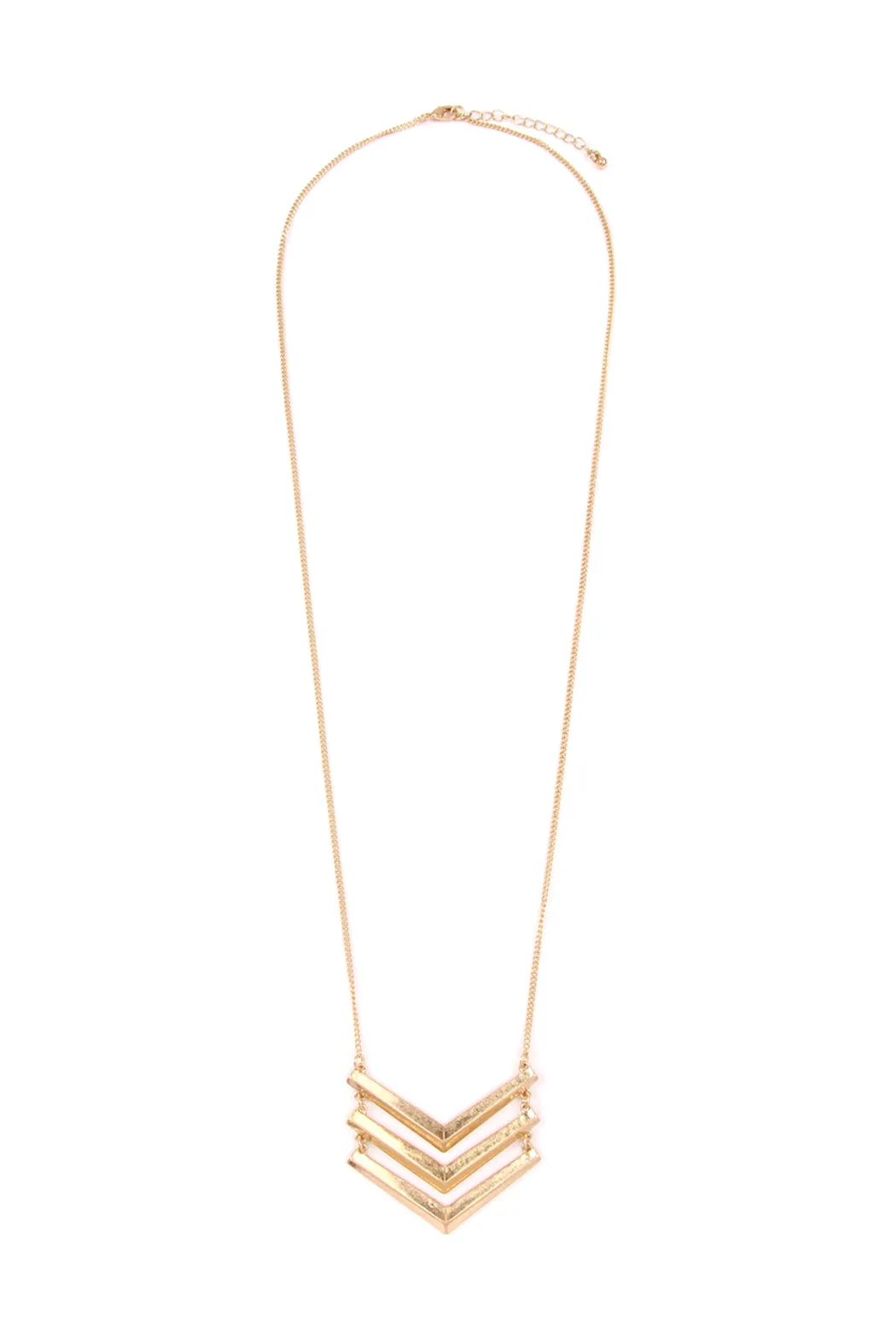 THREE LINE CHAINED CHEVRON NECKLACE