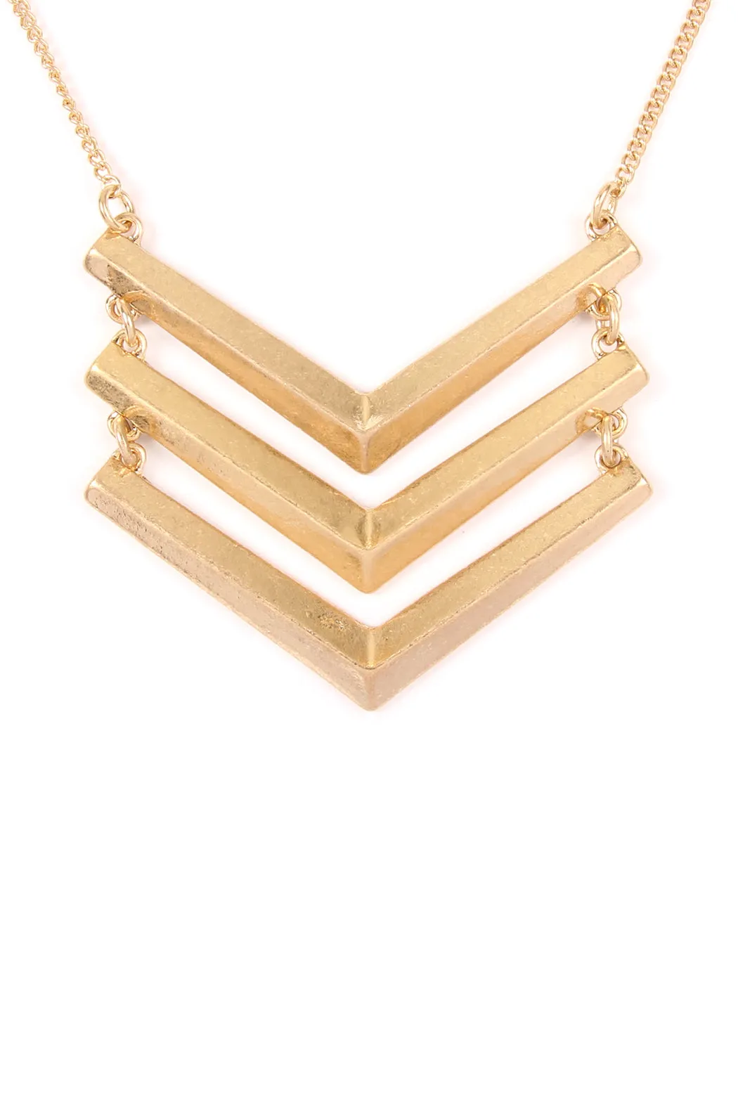 THREE LINE CHAINED CHEVRON NECKLACE