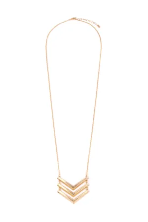 THREE LINE CHAINED CHEVRON NECKLACE