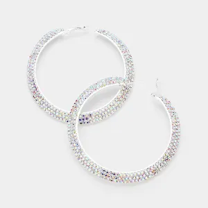 Three Row AB Crystal Rhinestone Hoops  | 3.25"| 382369