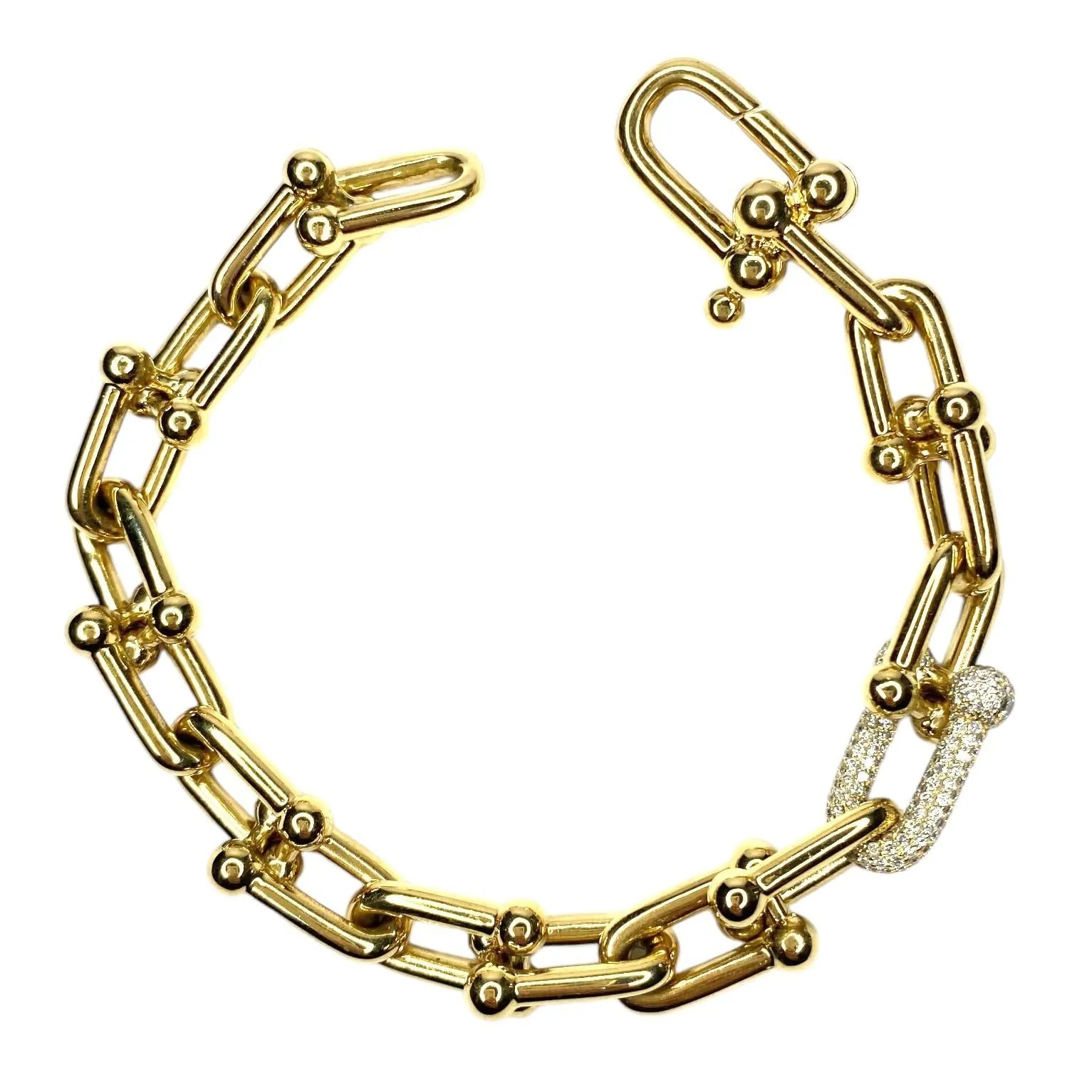 Tiffany & Co. 18K Yellow Gold Diamond HardWear Large Links Bracelet