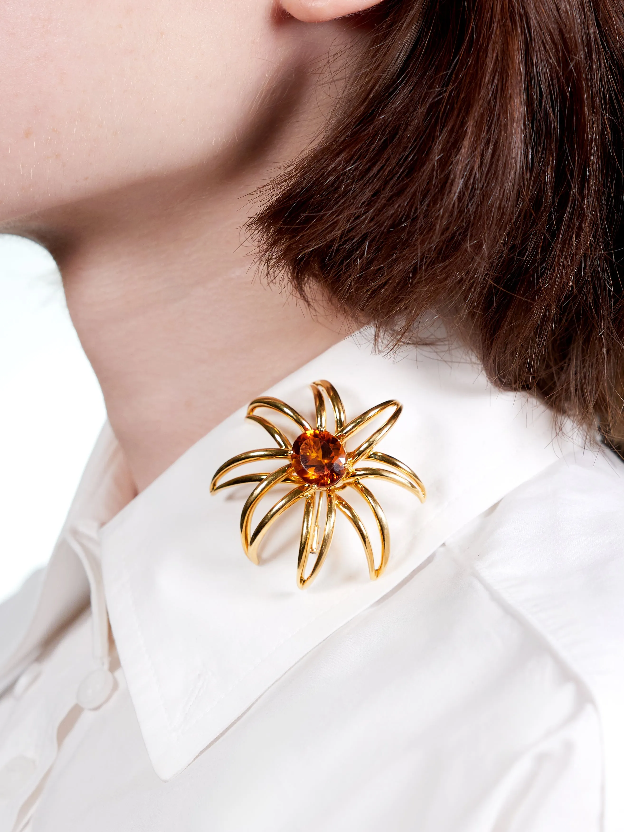 Tiffany & Co. 1994 Citrine 18 Karat Yellow Gold Vintage Fireworks Brooch