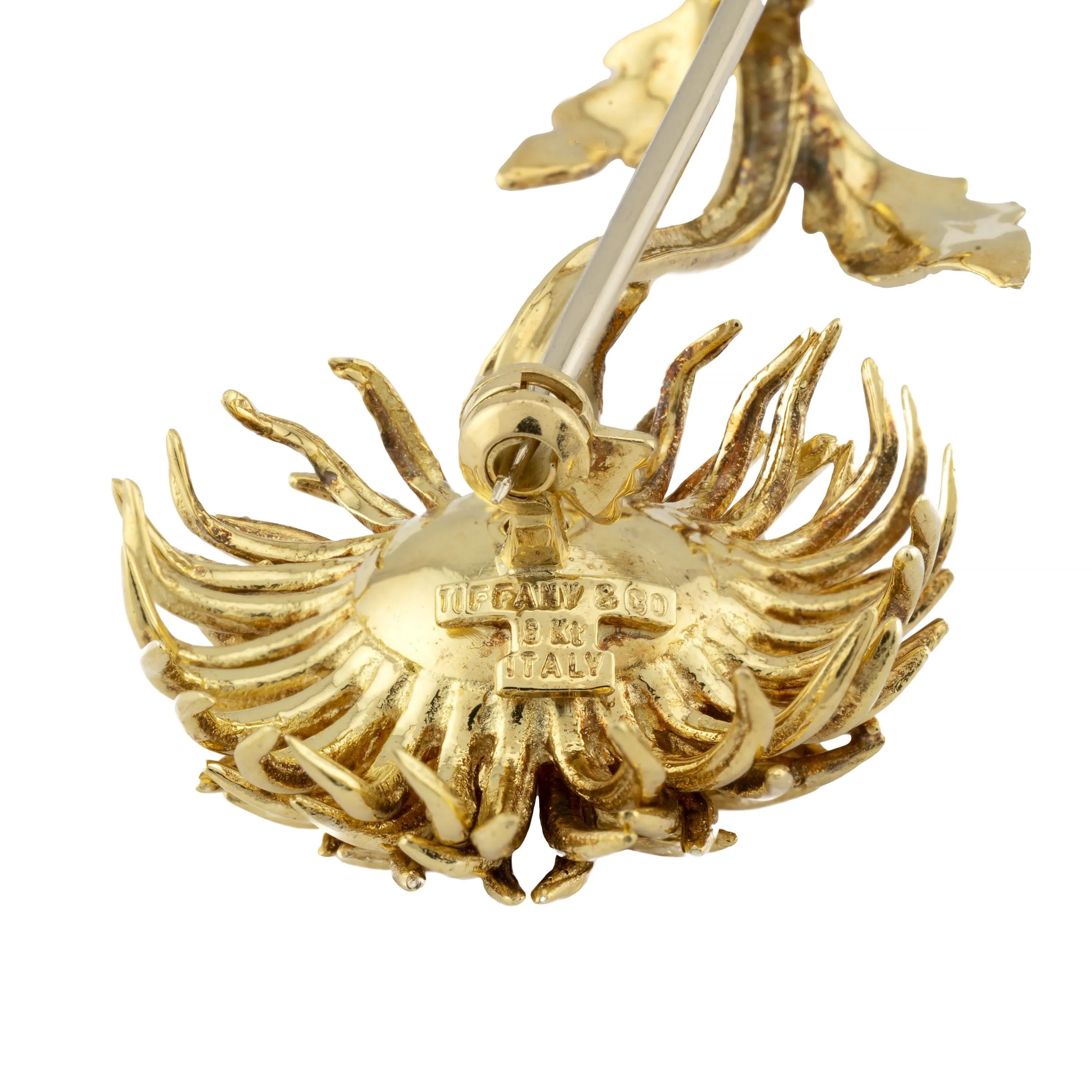 Tiffany & Company Vintage Dahlia Flower Ruby Brooch in 18K Yellow Gold