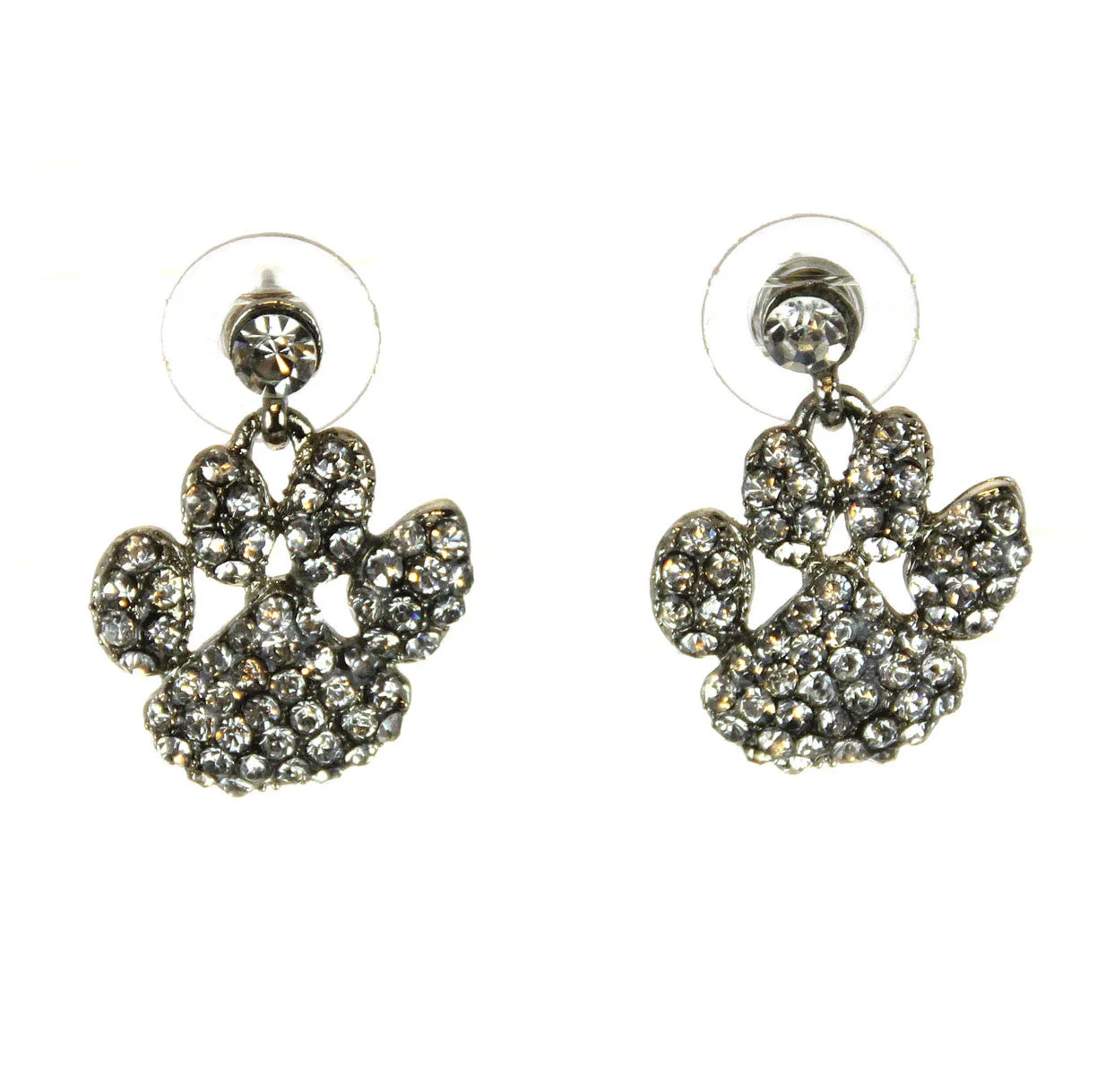 Tiger Paws Earrings Pave Crystals