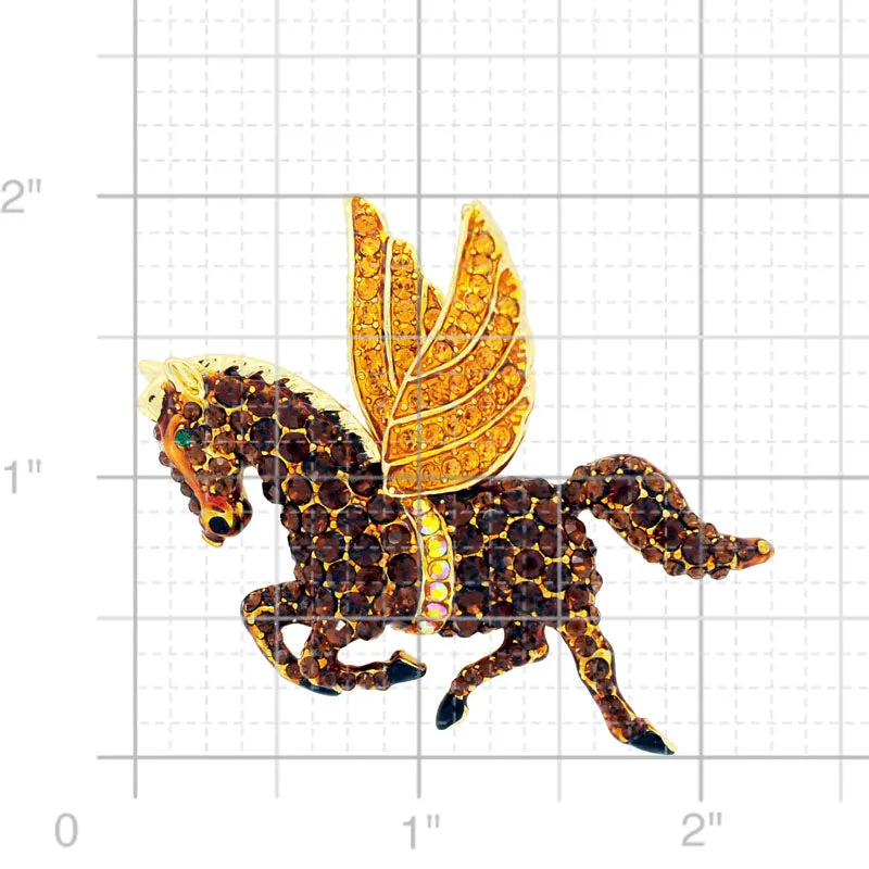 Topaz Flying Horse Pegasus Swarovski Crystal Brooch Pin