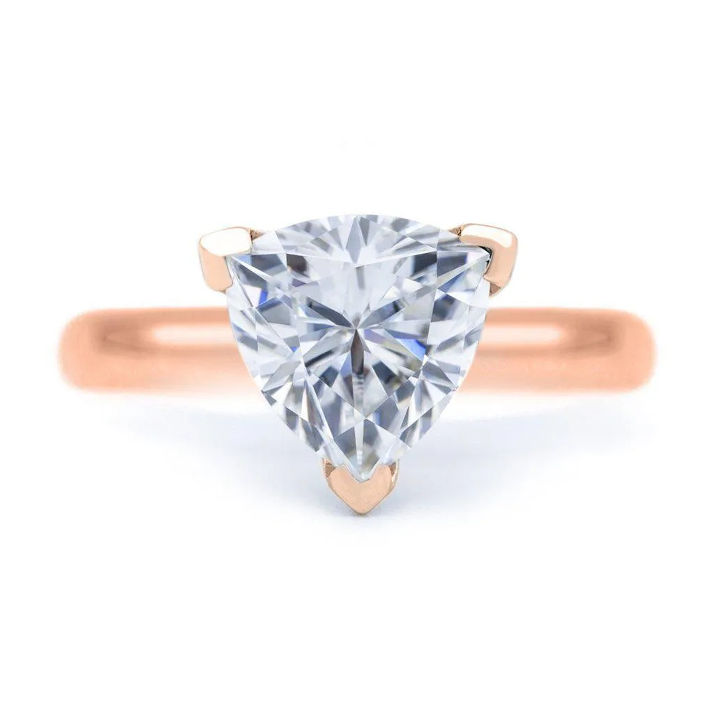 Trillion Moissanite 3 Prongs FANCY Solitaire Ring