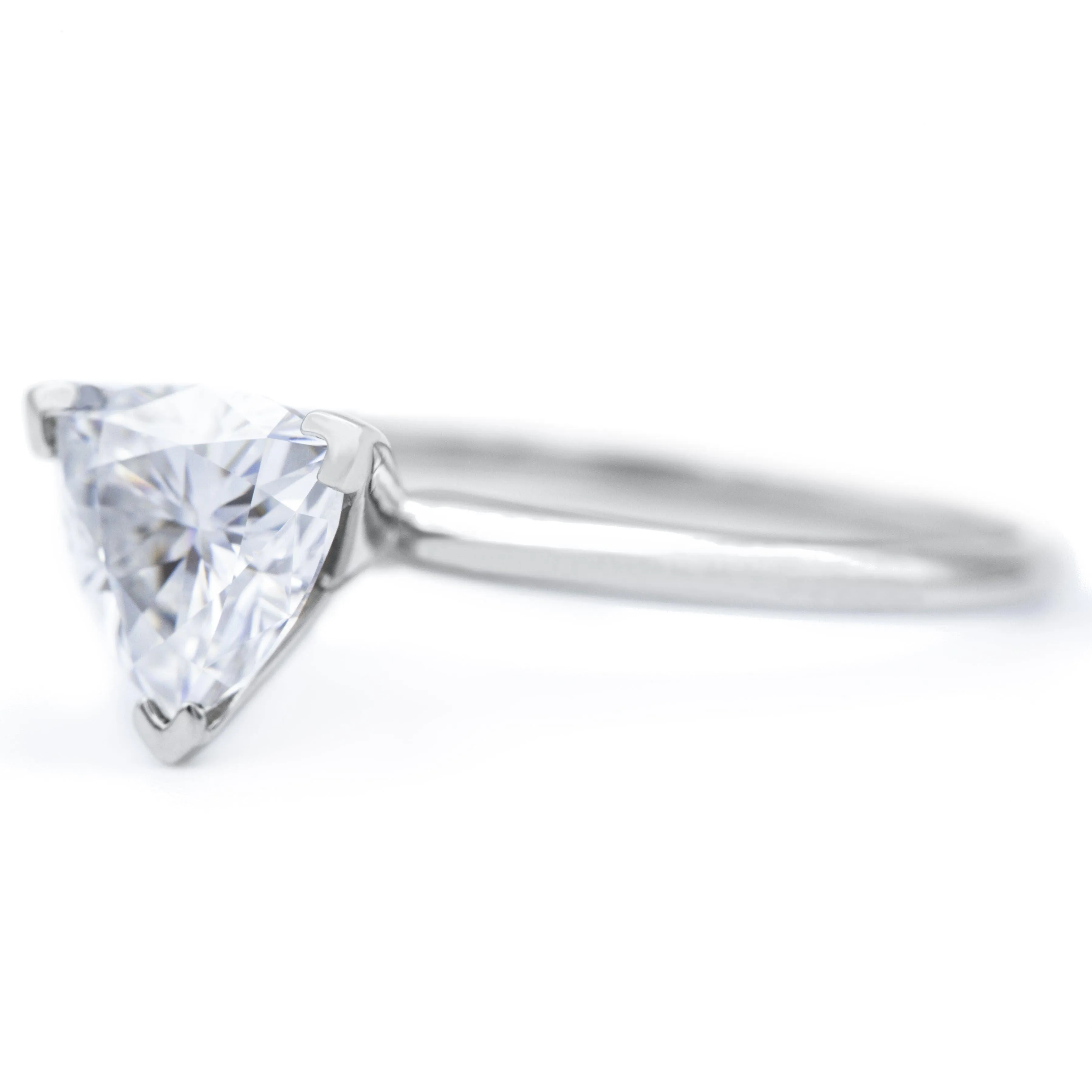 Trillion Moissanite 3 Prongs FANCY Solitaire Ring