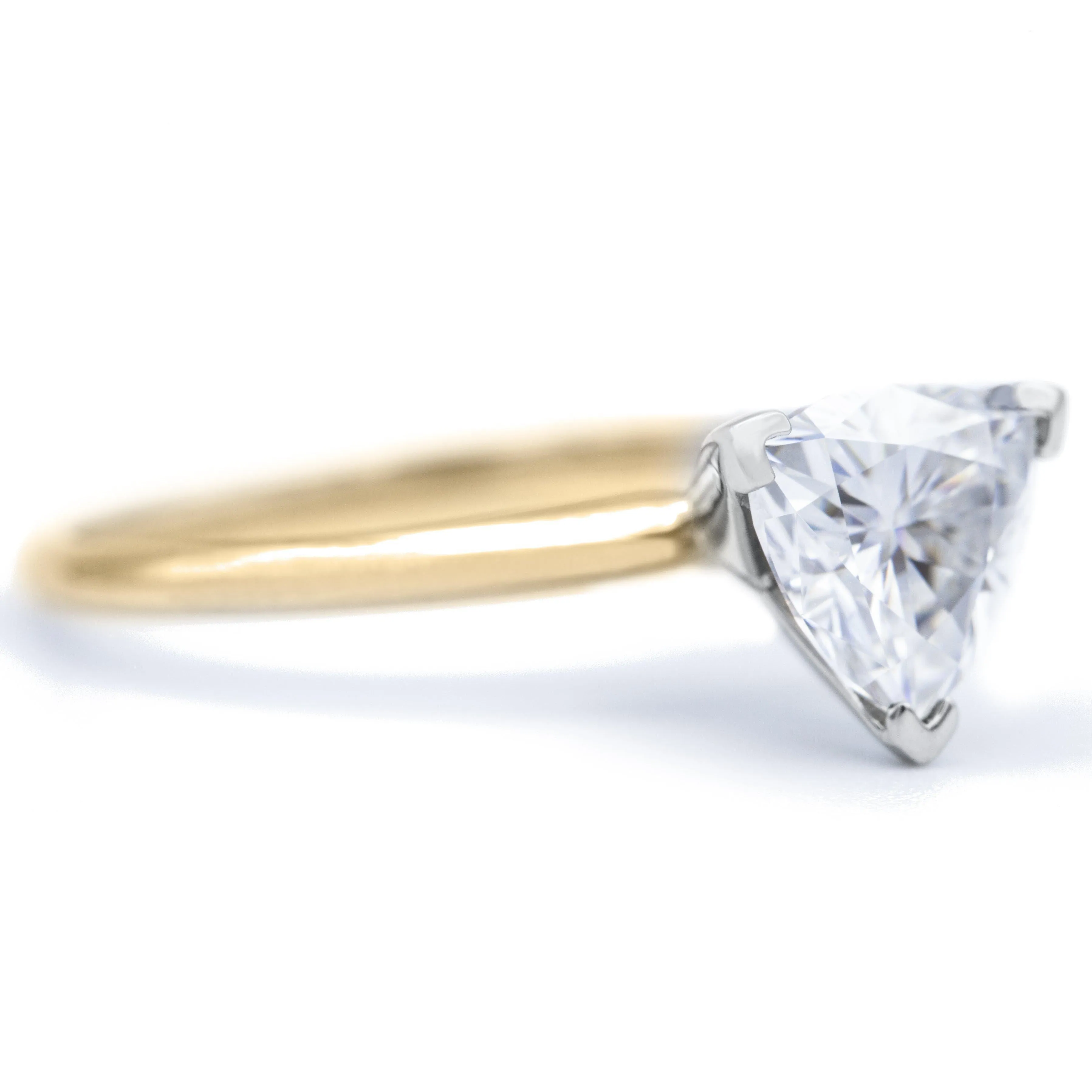 Trillion Moissanite 3 Prongs FANCY Solitaire Ring