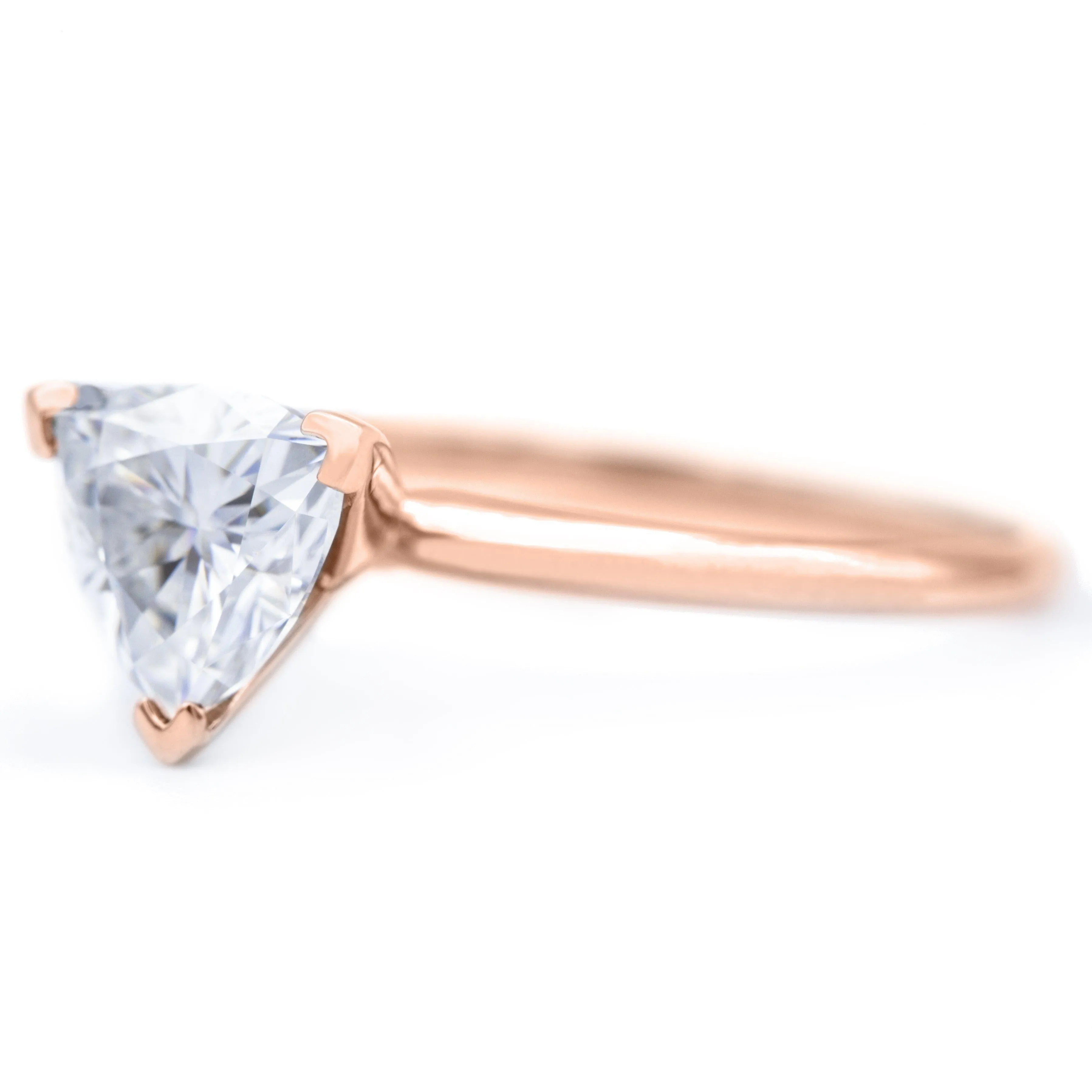 Trillion Moissanite 3 Prongs FANCY Solitaire Ring