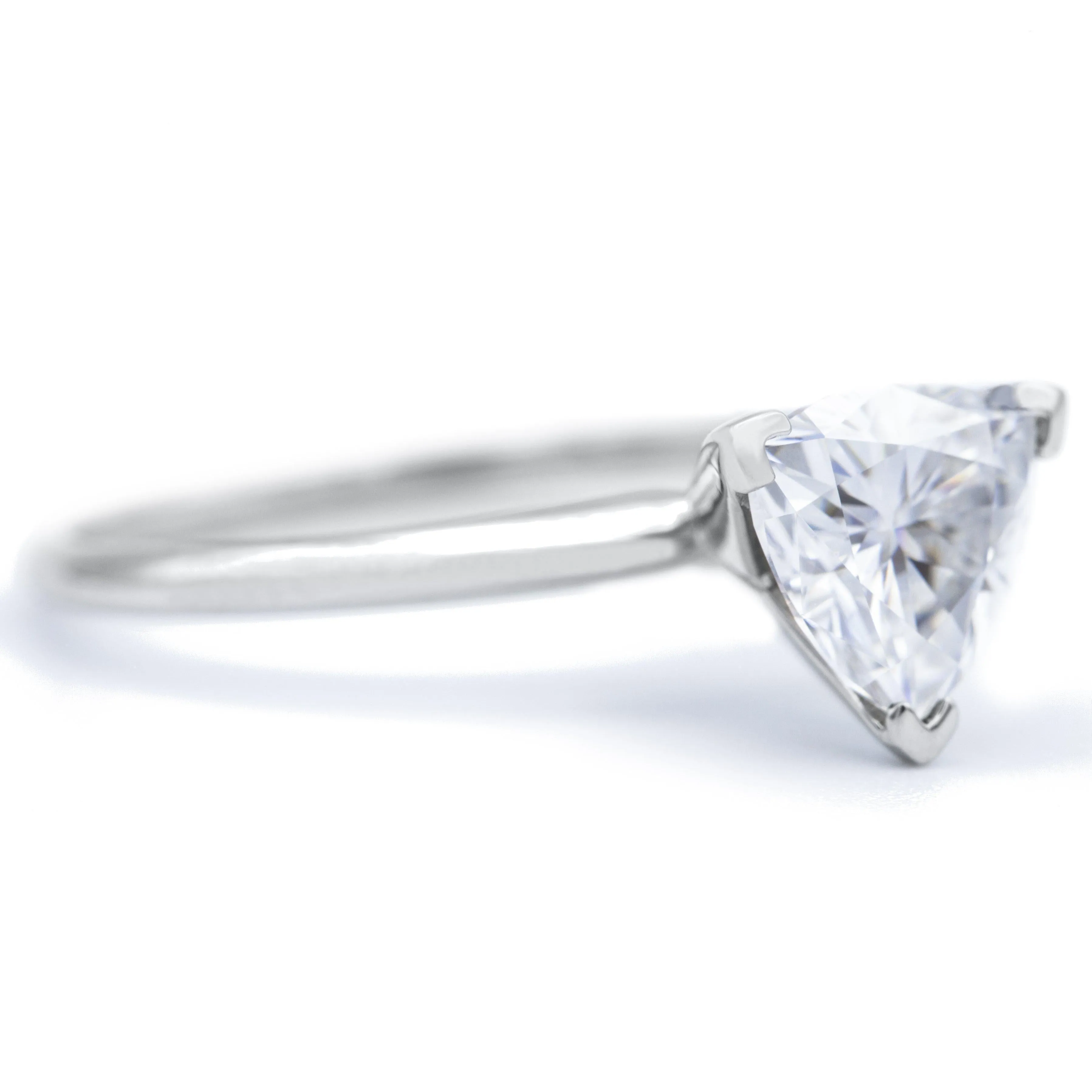 Trillion Moissanite 3 Prongs FANCY Solitaire Ring