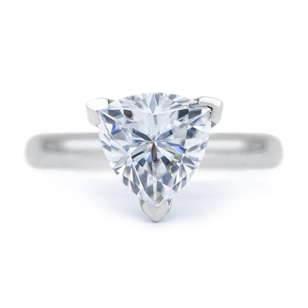 Trillion Moissanite 3 Prongs FANCY Solitaire Ring