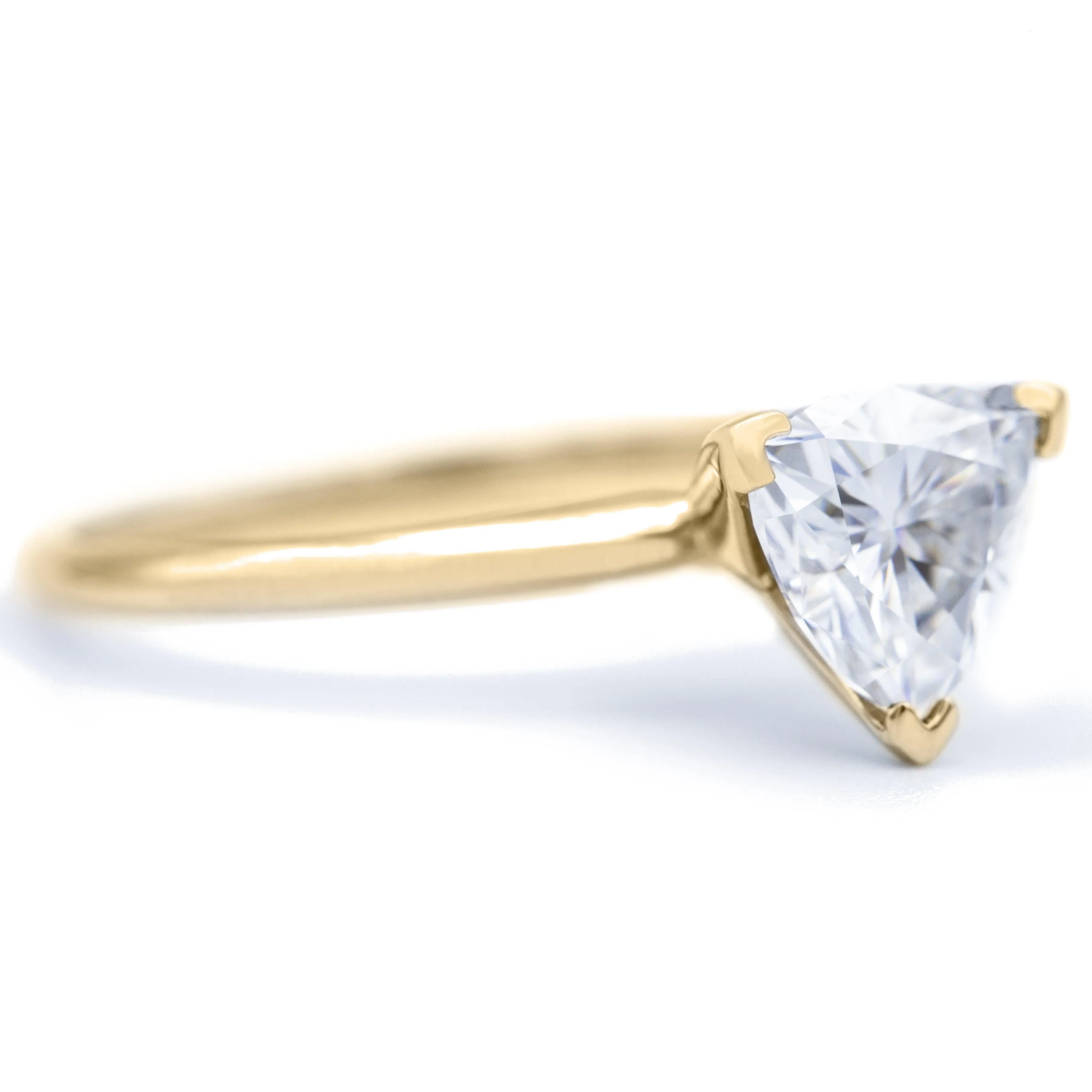 Trillion Moissanite 3 Prongs FANCY Solitaire Ring
