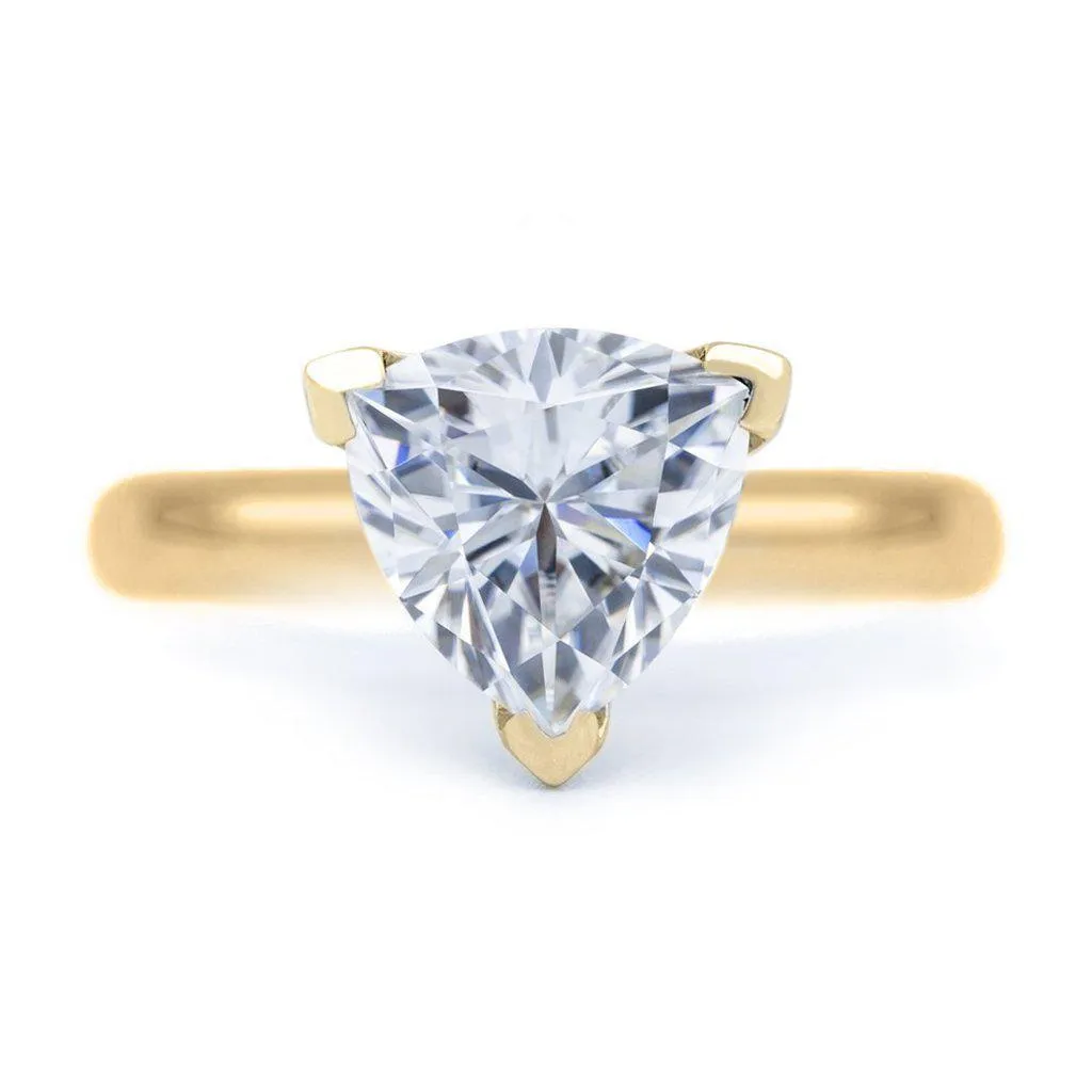 Trillion Moissanite 3 Prongs FANCY Solitaire Ring