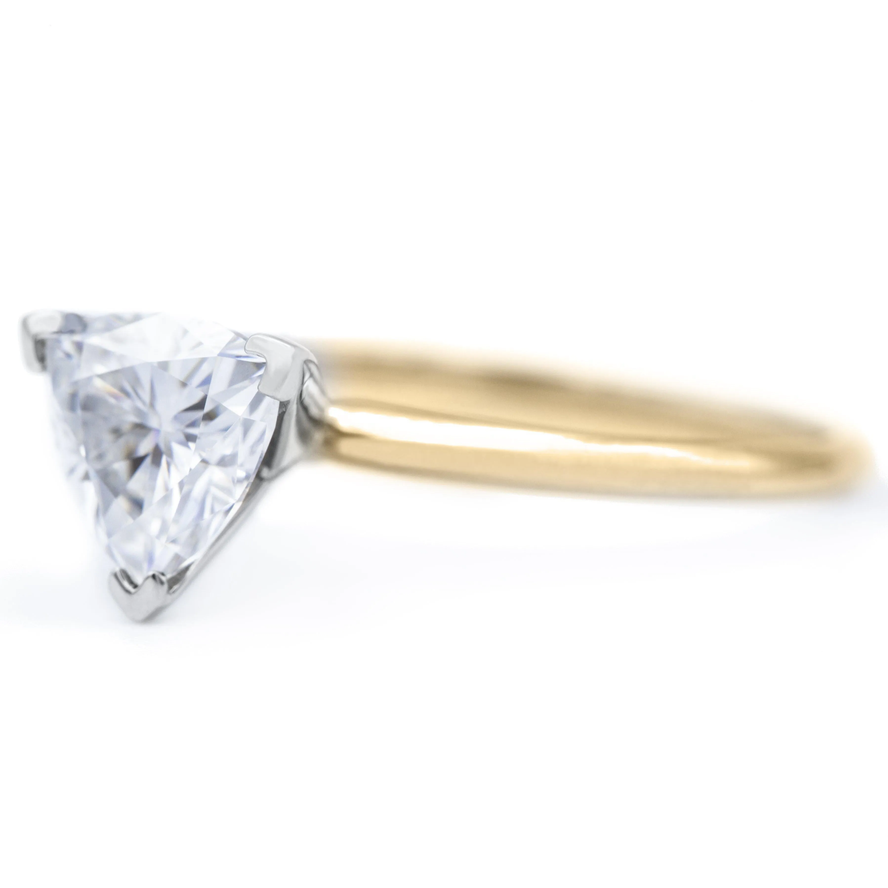 Trillion Moissanite 3 Prongs FANCY Solitaire Ring
