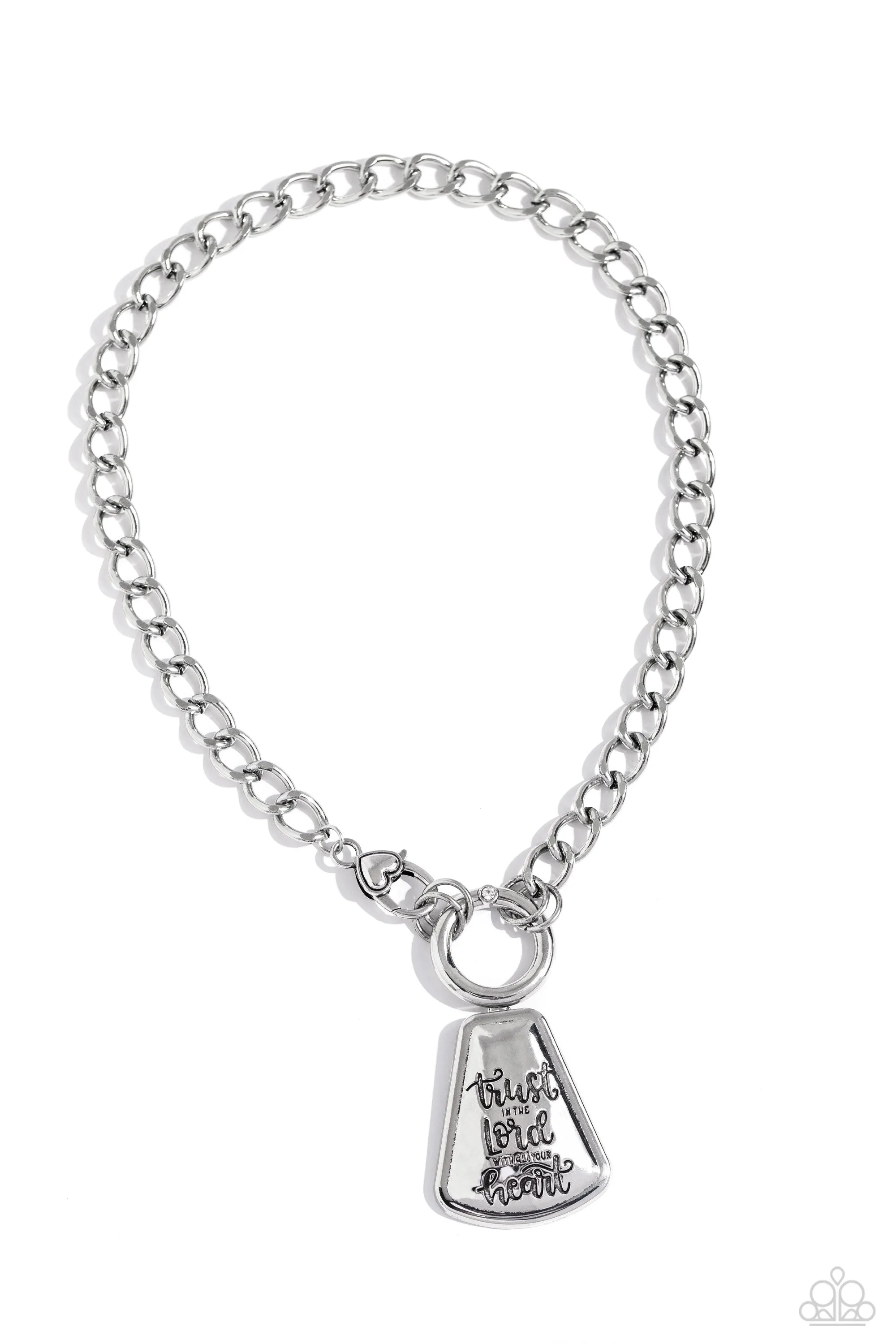 Trust and Believe - Silver - "Trust in the Lord with All Your Heart" Inspirational/Religious Paparazzi Short Necklace