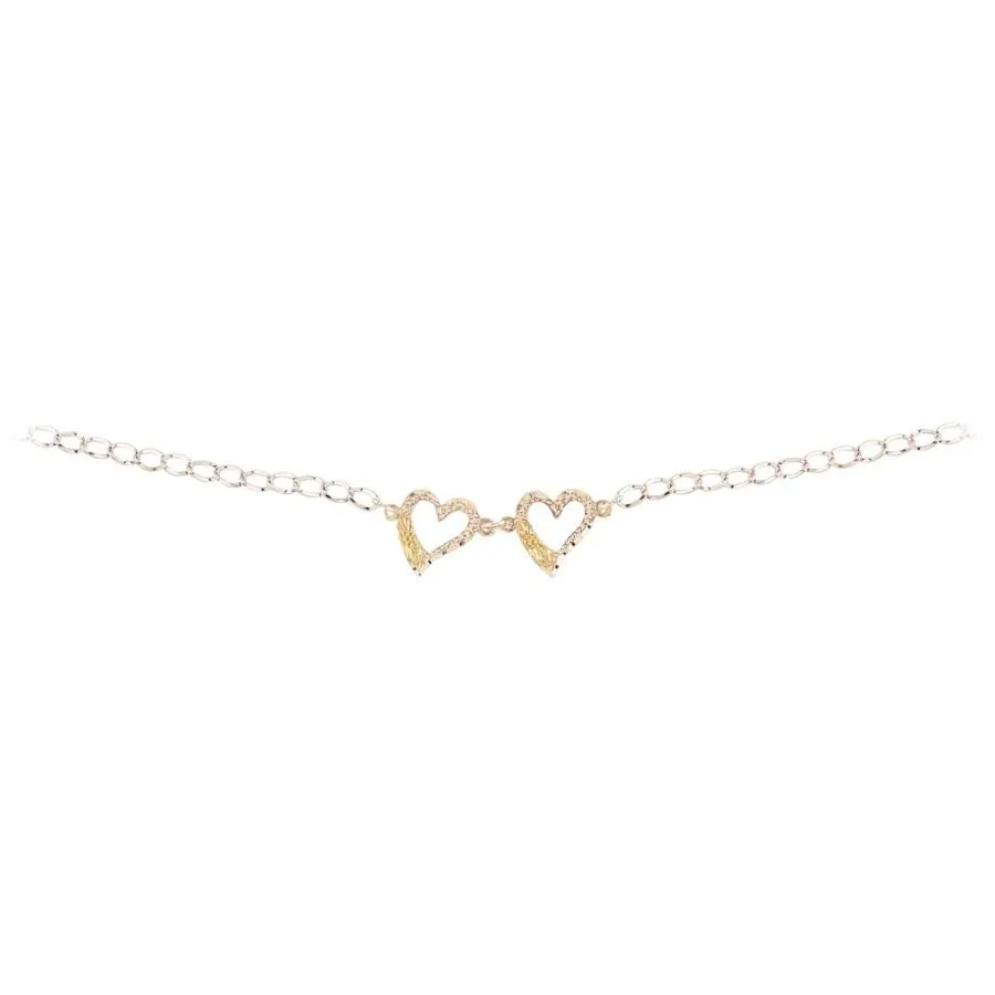 Two Heart - Sterling Silver Black Hills Gold Bracelet