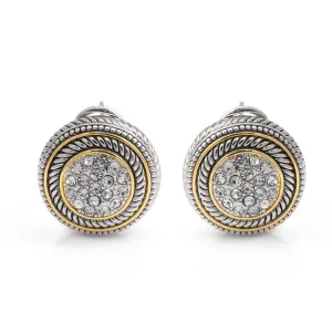 TWO TONE CRYSTAL PAVE POST EARRINGS #73010ER (FD26)
