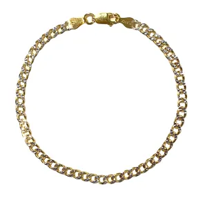 Two Tone Cuban Chain Thin 3mm & 7” Bracelet