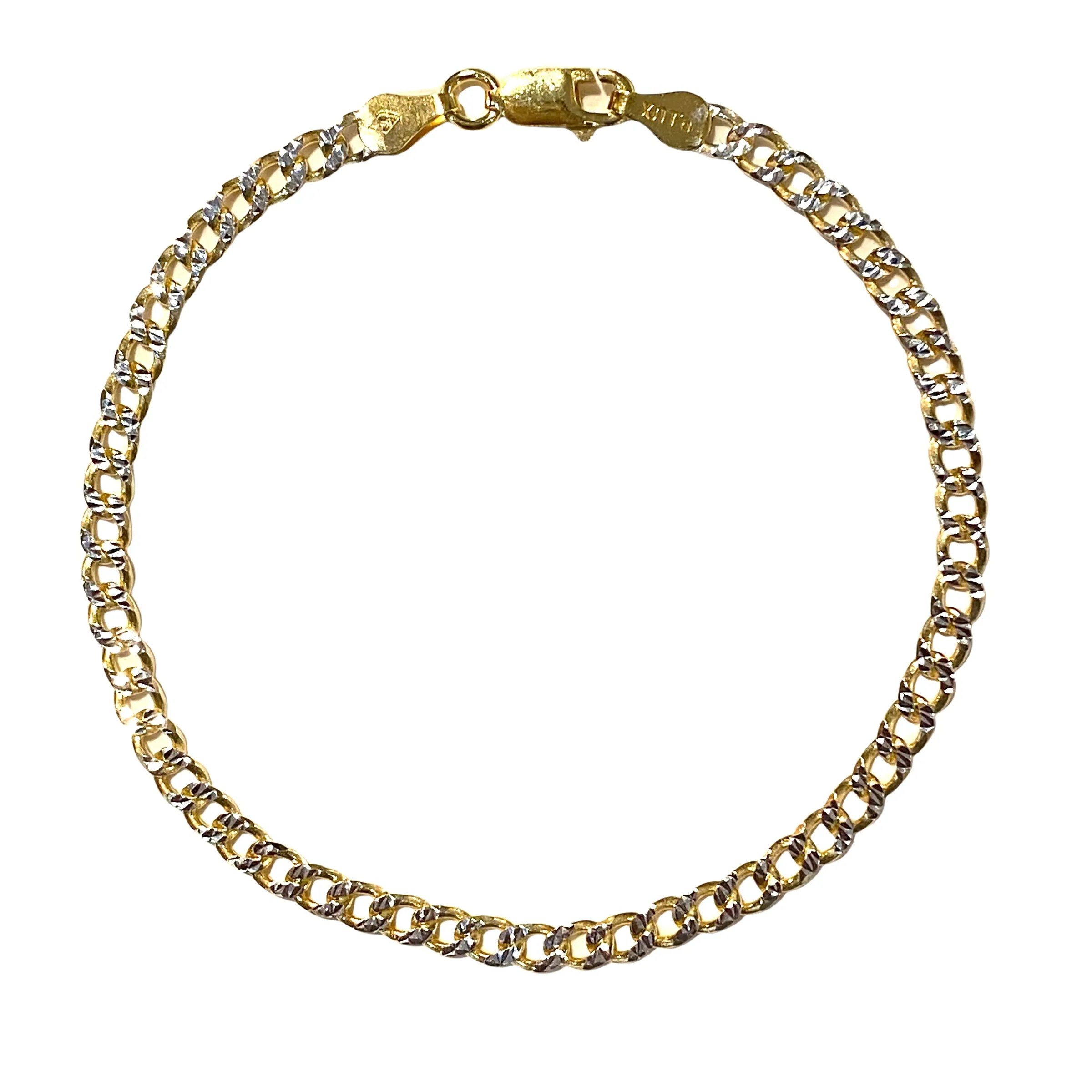 Two Tone Cuban Chain Thin 3mm & 7” Bracelet