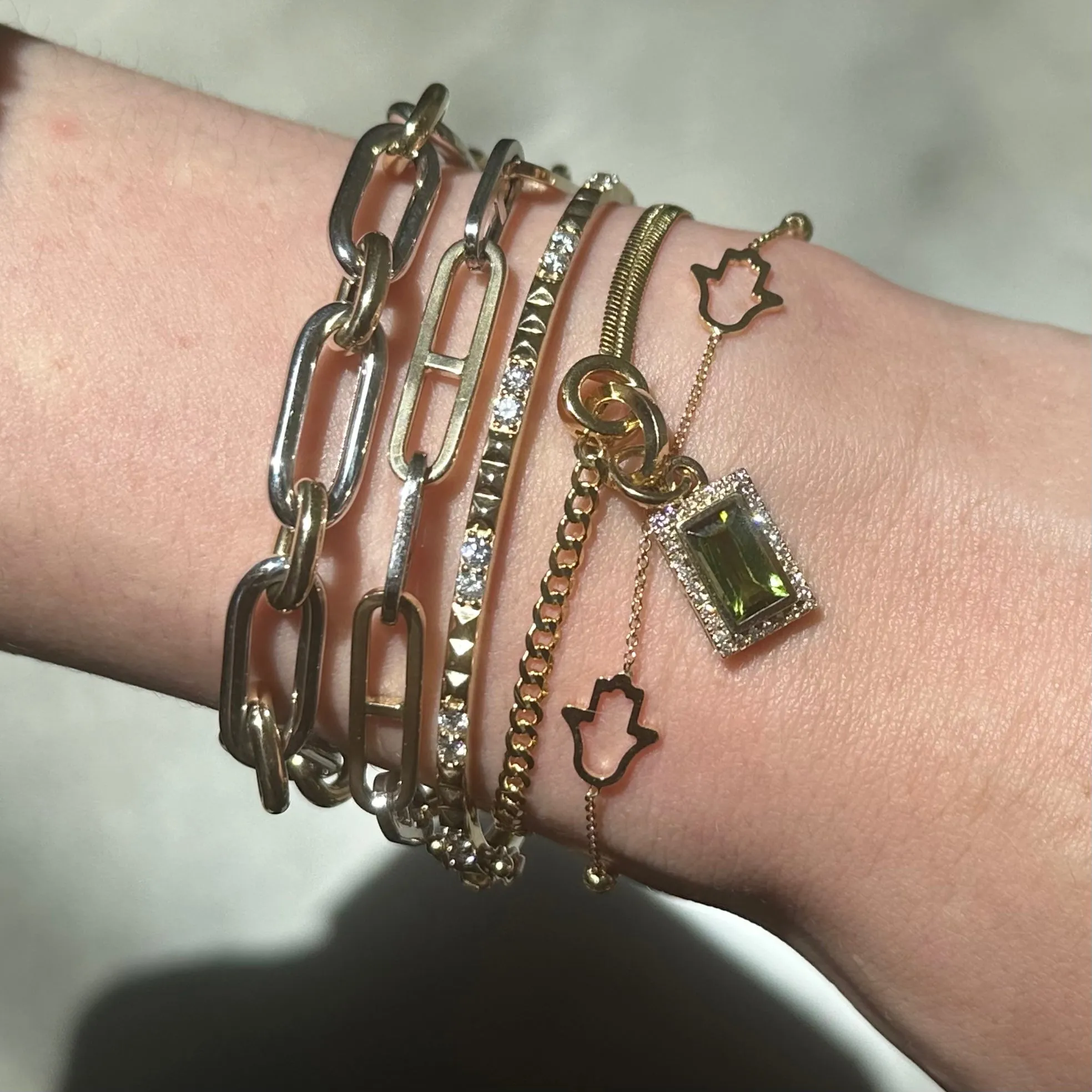 Two-Tone Flat Mariner Link Chain Bracelet