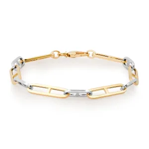 Two-Tone Flat Mariner Link Chain Bracelet