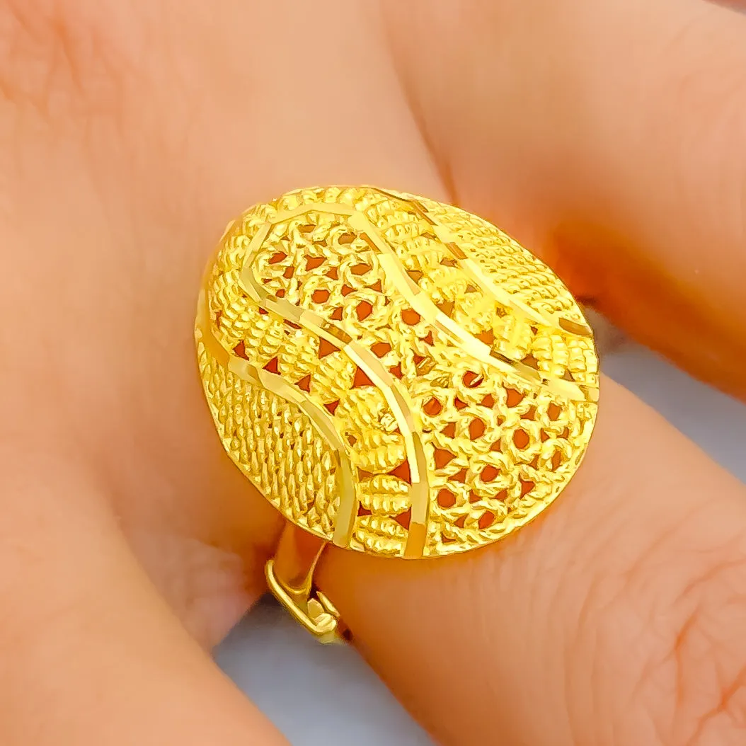Unique Sculptural 22k Gold Floral Statement Ring