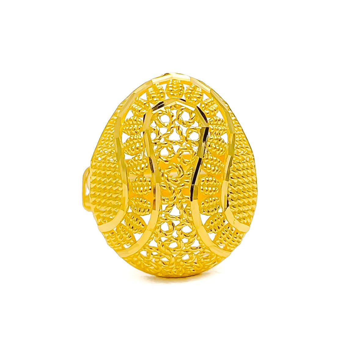 Unique Sculptural 22k Gold Floral Statement Ring