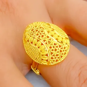 Unique Sculptural 22k Gold Floral Statement Ring